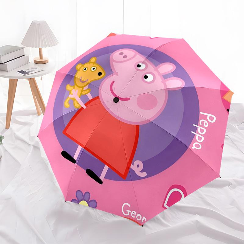 Peppa Pig, Children's Illustration Automatic Opening and Closing, 8 Rib Structure Portable Umbrella, Suitable for Men and Women In All Seaso