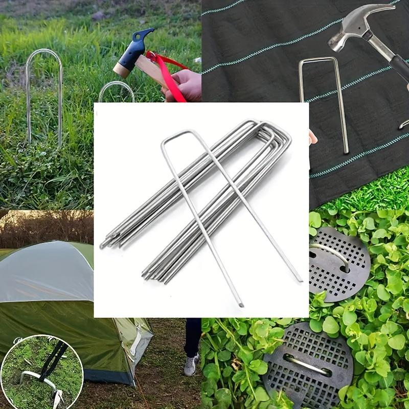 25Pcs/Pack Garden Peg Silver Metal U-Shape Garden Staple Garden Ground Nail Film Fixed Pegs Gardening Fixing Tools Film Peg