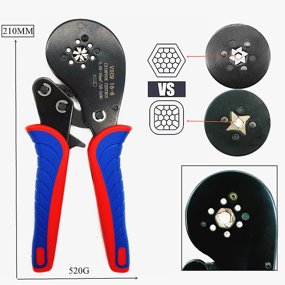 Ferrule Crimping Pliers 0.08-16mm² Professional Ferrule Crimping Tool Kit VXC9 16-6 Precision Wire Clamp Crimper Terminal Set