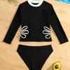 Trendy Two-piece Swimsuit Set for Girls Long-sleeved Sun Protection, Children's Beach Swimwear