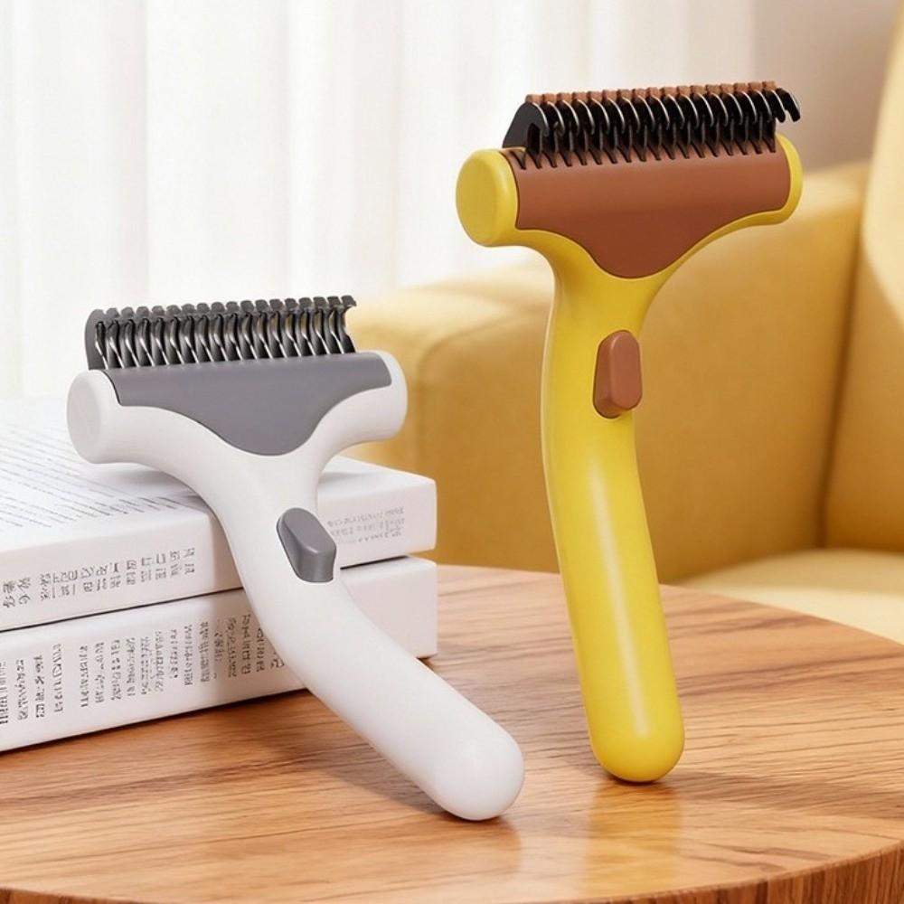 Stainless Steel Dog Hair Removal Brush Anti-tangle Shedding Tool Cat Fur Remover Easy Grip Pet Grooming белый