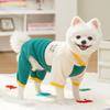 Warm Dog Jumpsuit Stand Collar Cartoon Bear Pattern Dog Four Legged Pants  Fleece with D Ring Puppy  Coat