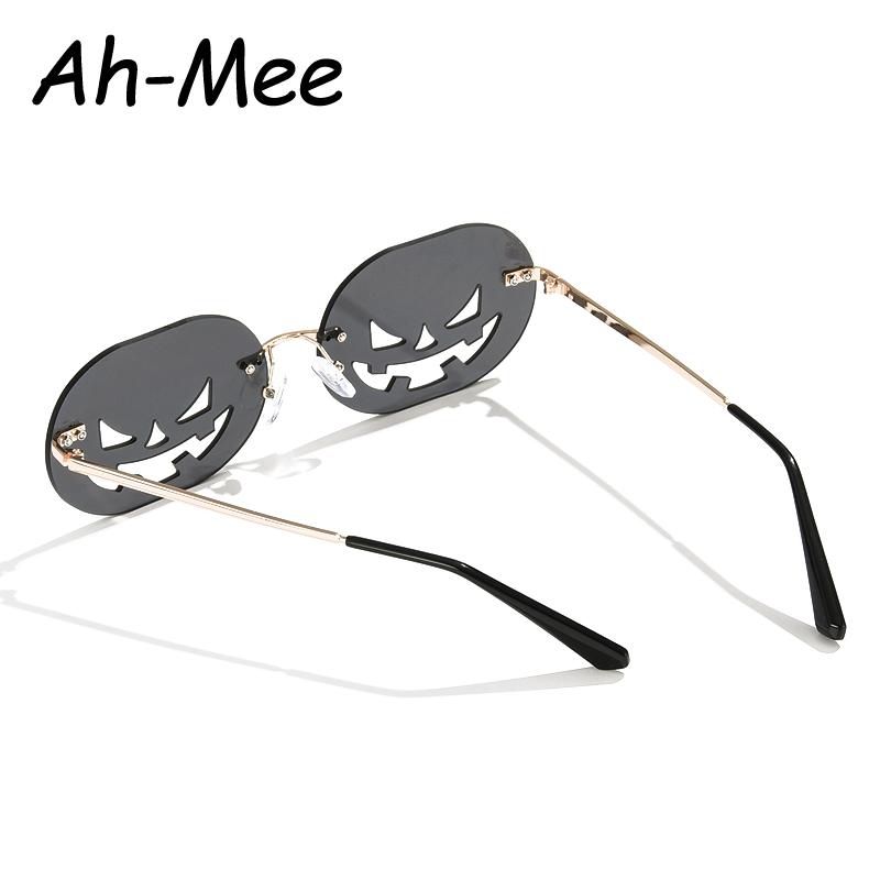 Rimless Pumpkin Shape Sunglasses Women Men Oval Alloy Frame Sun Glasses Female Pumpkin Punk Eyeglasses