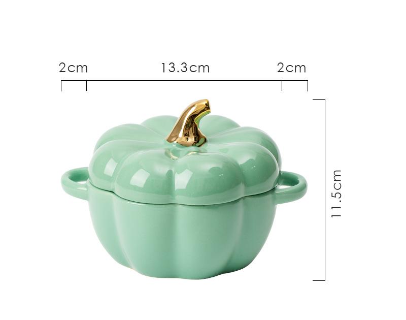 Pumpkin Ceramic Bowl with Lid Mini Baking Pan Cute Pumpkin Bowls Outdoor Travel Children's Tableware Thanksgiving Party Decor