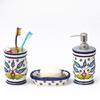 Premium Ceramic Bathroom Accessories Set of 3 | Modern Hand-Painted Bath Set with 300ml Soap Dispenser, Toothbrush Holder & Soap Dish |