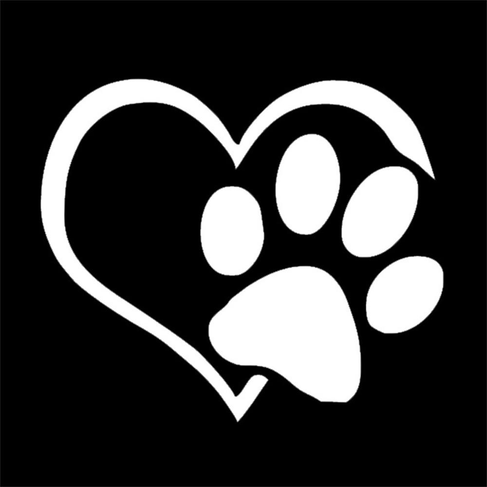 Cute Dog Paw Car Sticker with Peach Heart Cartoon Animal Take Dog Cat Love Pet Sticker Black White Red