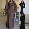 2025 Women's Fashion Stripe Tie-Up U-Neck Long Sleeve Dress