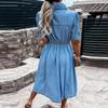 Schlanke und schmale Jeanskleider mit Revers und Knöpfen für Damen