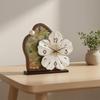 Relógio de Flores Silencioso Decorativo com Base Estilo Antigo para Escritório, Hall de Entrada