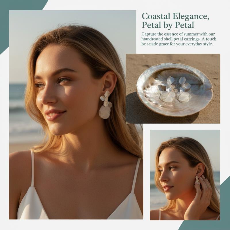 Petal Drop Dangle Earrings Women Starfish Shell Ocean Style Summer Fashion Jewelry Gift Idea