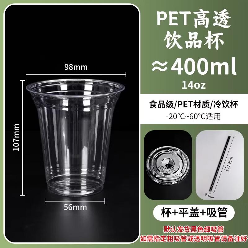 PET Disposable Cold Drink Cups with Lids & Straws