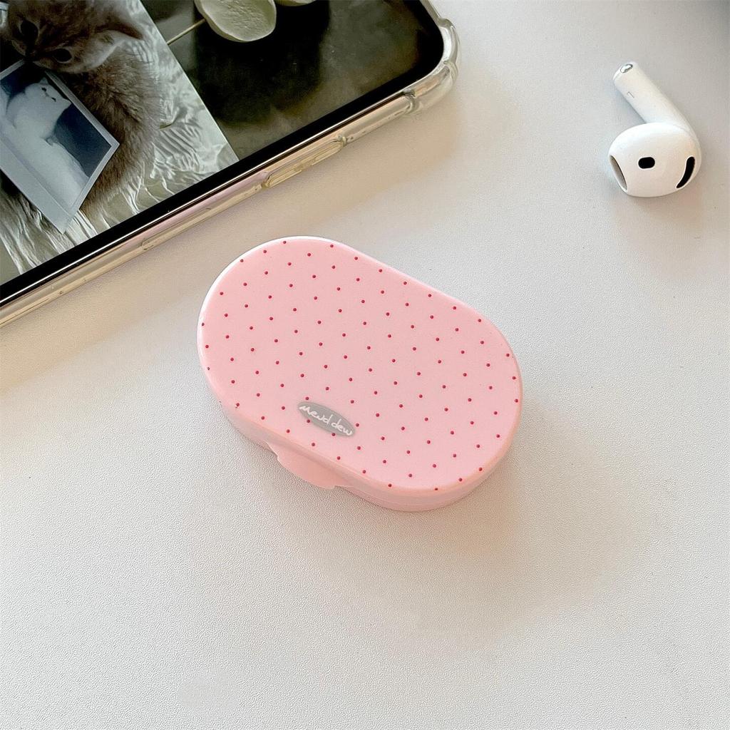 Custodia in Plastica per Lenti a Contatto per Donna Ragazza Mini Scatola per Lenti a Contatto con Specchio Stile Retrò Scatola per Lenti Scatola per la Cura da Viaggio Outdoor Regalo