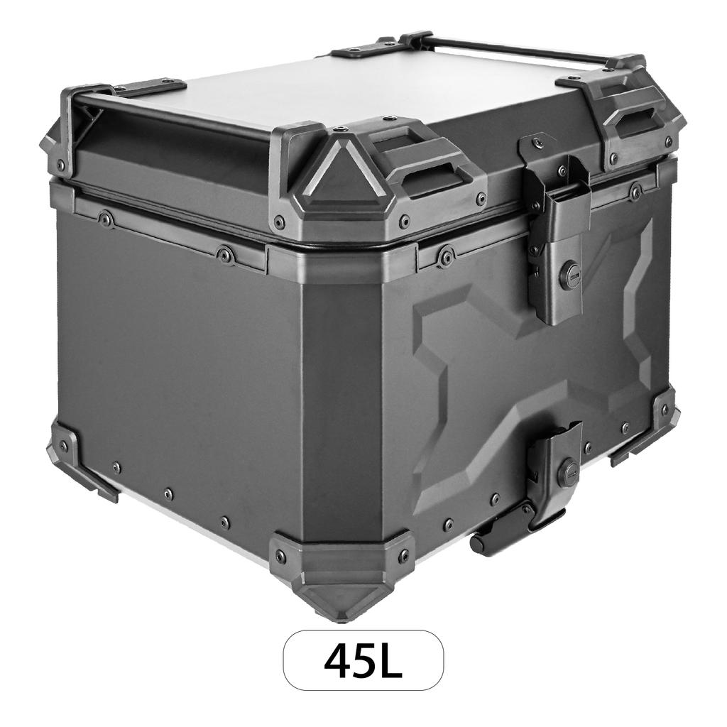 45L Motorcycle Rear Box Aluminium Alloy Tail Box Carrier Tool Case Universal Motorbike Trunk With Fitting Plate and Fixings