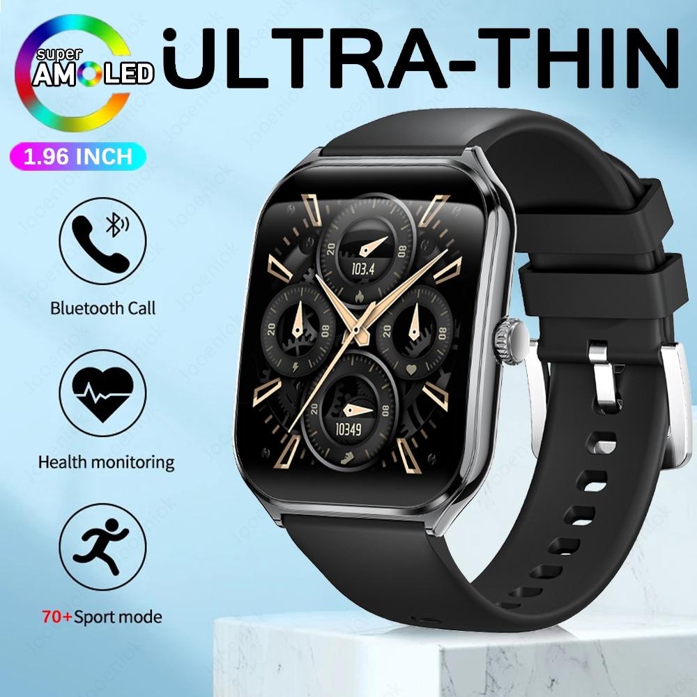 New Ultra Thin Smart Watch Men AMOLED Ultra HD Heart Rate Sports Bracelet Always Display Time BT Calling Smartwatch