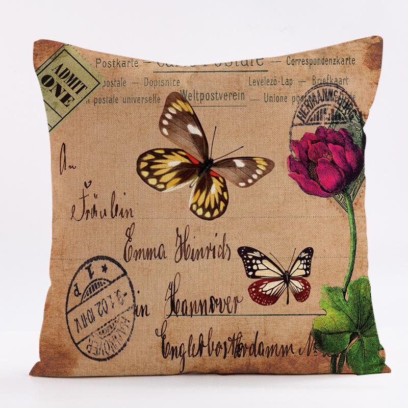 Retro Butterfly Pattern Throw Pillow Cover With Short Plush Print For Living Room Sofa Decoration Cushion Cover Pillow Covers