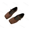 Fashion Women Mary Jane Shoes Fashion Leopard Square Toe Shoes Vintage Slip On 2025 Spring Autumn Soft Sole Suede Ballet Flat Shoes