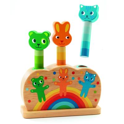 Vzdelávacia hračka 1 rok Puzzle Pop Up Pružina Konček prsta Vzdelávacie Zvieratko Drevená Obrázková zhoda Drevená hračka Dieťa 12 mesiacov Roztomilý Darček Narodeniny