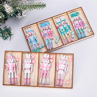 8pcs Christmas Decoration 2025 Wooden Nutcracker Soldier Wood Pendant Xmas Tree Hanging Ornaments Cristmas Navidad New Year Gift