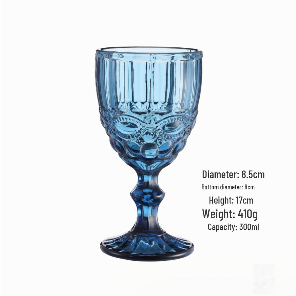 Vintage Embossed High-Footed Red Wine Glass with Bubbles - Wedding Decoration, Child-Friendly, Thickened Design