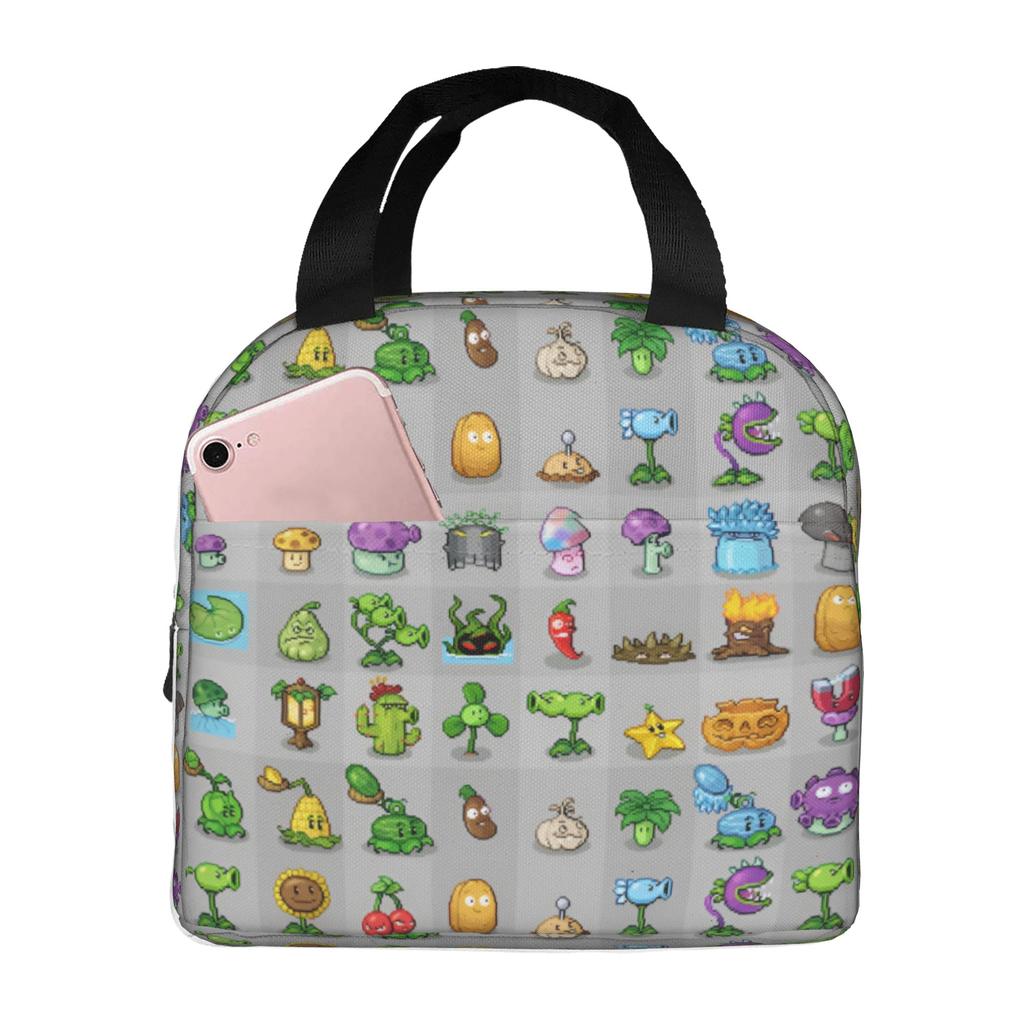 Custom Plants Gaming Zombies Insulated Lunch Bags for School Office Video Game Waterproof Thermal Cooler Lunch Box Unisex