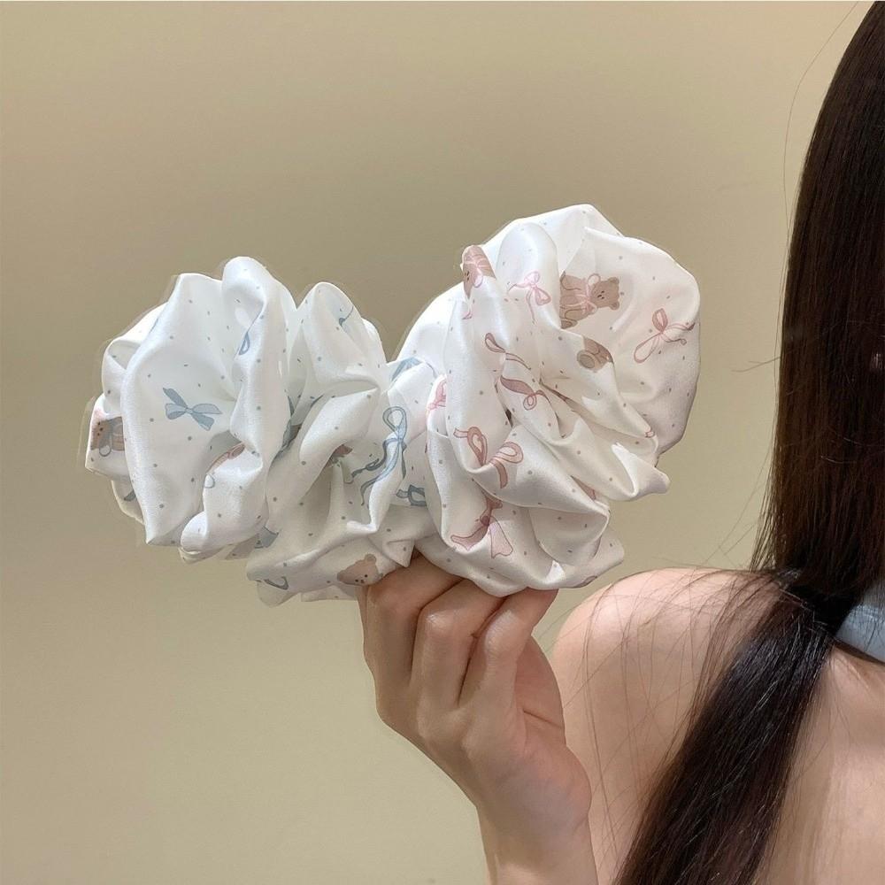 Seersucker Bow Hair Clip Polka Dot Bear Bowknot Ponytail Clip Elegant Hair Claw