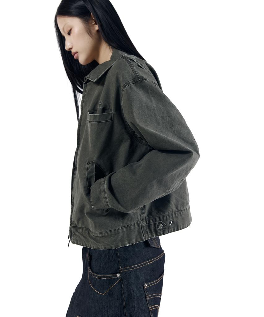 Aakam Walt Damaged Cotton Jacket (Khaki)
