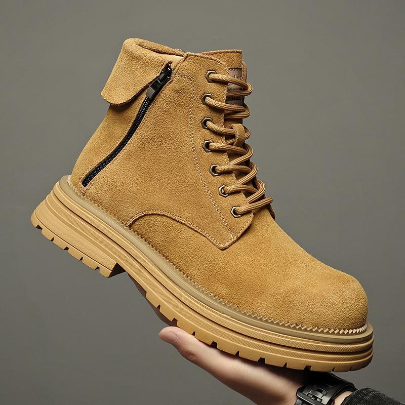 

Tooling boots men s autumn and winter outdoor Martin boots men s popular big-headed versatile big yellow boots turned fur retro men s boots 38