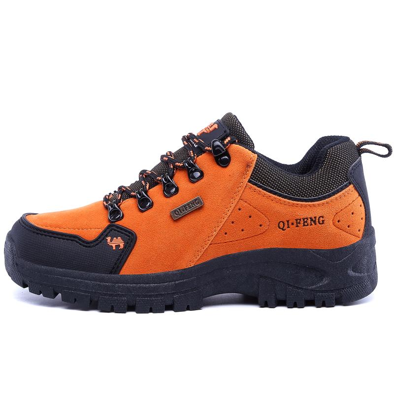 Unisex Leather Hiking Shoes Men Winter Warm Fur Non Slip Sneakers Women Suede Outdoor Footwear Boy Spring Summer Waterproof