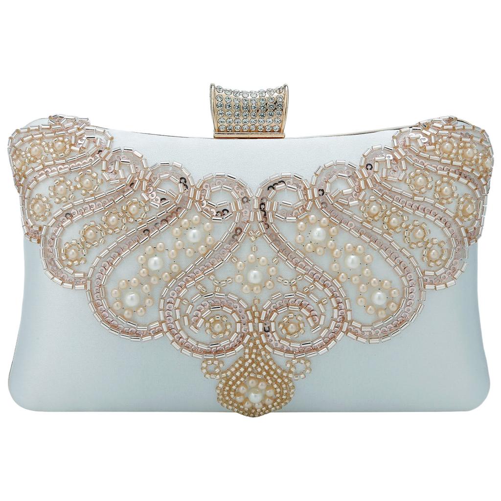 Women Beaded Clutch Evening Bag Fashion Rhinestone Diamond Wedding Handbag Bridal Purse for Cocktail Party Prom