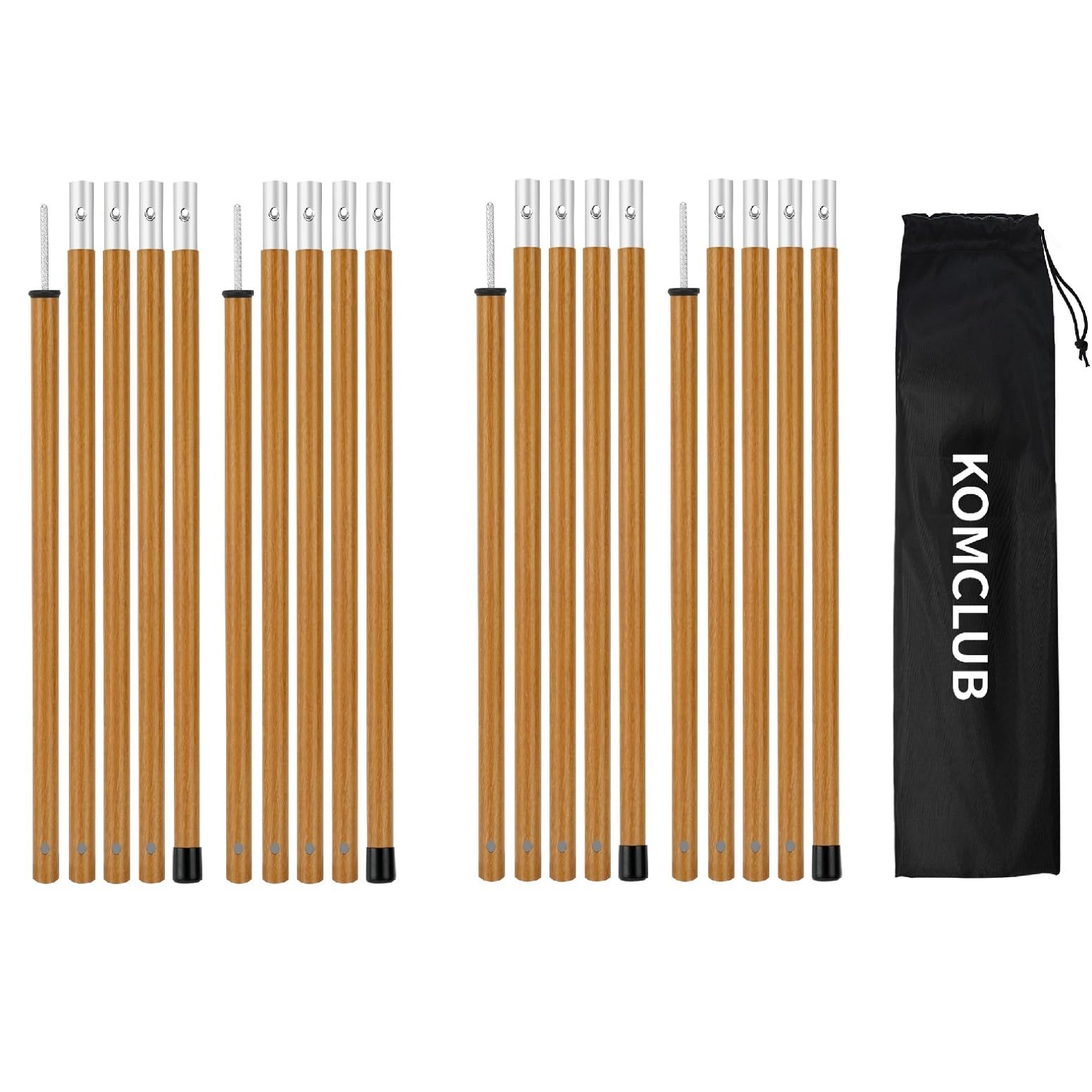 

KOMCLUB Тентовый шест, шест для палатки, алюминий, максимальная длина 190 см, диаметр 19 мм, набор из 4 шт., разъемного типа, с кнопкой, легкий, для использования на открытом воздухе, набор из 5 шестов,