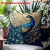 Luxury Peacock Pillow Cover Faux Embroidery Print Vintage Boho Elegant Cushion Case For Sofa Bed Couch Living Room Home Decor