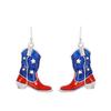 Independence Day Flag Hat, Slippers, Love Earrings, Red, White And Blue Striped Flag Earrings