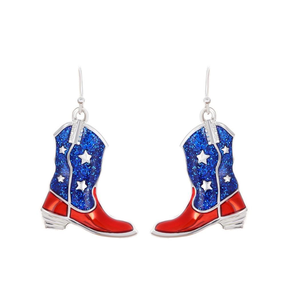Independence Day Flag Hat, Slippers, Love Earrings, Red, White And Blue Striped Flag Earrings