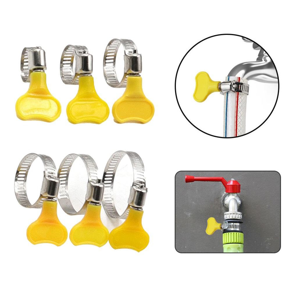 

10PCS 10-38mm Adjustable Yellow Plastic Handle Hand Wriggle Hose Clamp Pipe Clip For Connecting Air Hoses 10-16mm 10PCS