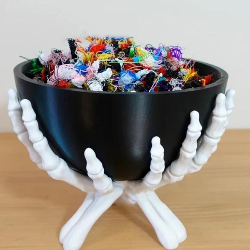 Halloween Candy Bowl Gothic Skeleton Hands Candy Storage Holder Multifunctional Halloween Organizer Holder Scary Home Decoration