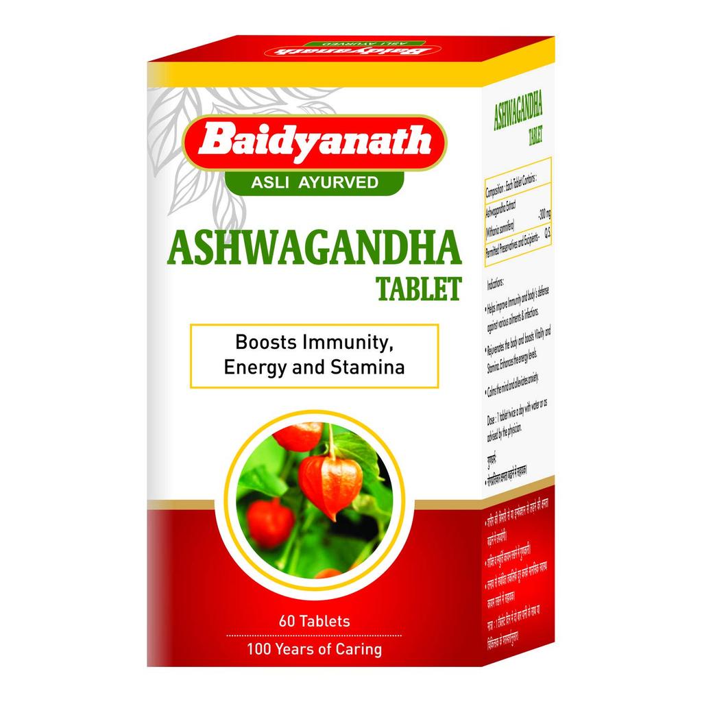 Baidyanath Ashwagandha Tablets 60 Count Herbal Supplement for Immunity Stress Relief and Mind Rejuvenation