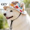 Breathable Dog Hat Sun with Ear Holes, Wide Brim Protection Hat, Adjustable Medium Drawstring for Small And Dogs Outdoor Walking Hiking
