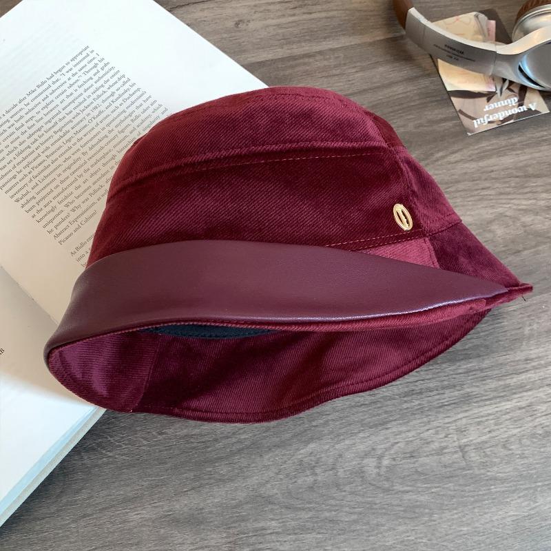 

Майяр ретро кожаная шляпа-ведро с полями женская весенне-осенняя для маленького лица универсальная шляпа-ведро большой окружности головы однотонная шляпа-панама One size бордовый