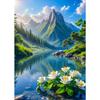 Peisaj Natural Pădure Floare Colibă Pârâu Cascadă Copaci Vedere Munte Poster Pictură pe Pânză Artă de Perete Imagini Decor Acasă