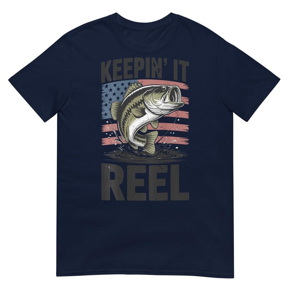 Youth Keeping Reel Boys American Flag Bass Fishing Patriotic Tshirt S