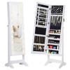 Jewelry Mirror Cabinet with 20 LED Lights Reclining Jewelry Cabinet with Storage for Rings Earrings Necklaces 40x37x146 Cm White