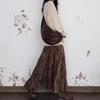French Retro Pleated Velvet A-Line High Waist Skirt for Women - Spring/Autumn