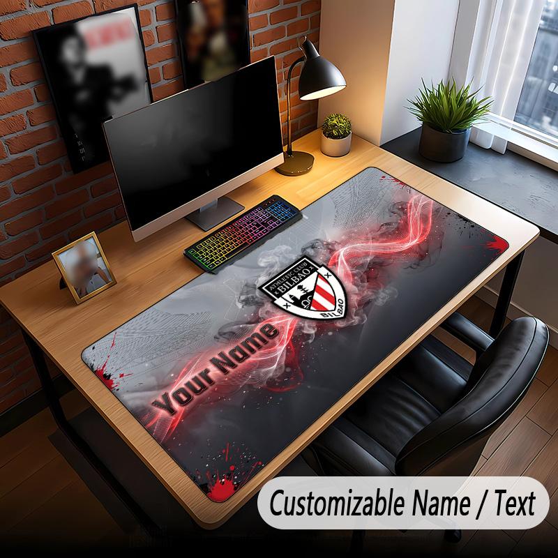 Großes Mauspade Athletic Bilbao FC Aufdruck Benutzerdefinierter Name Text Schreibtischmatte für Büro Gaming