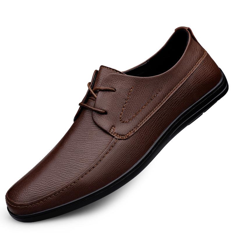 Men s Soft Two-Layer Cowhide Leather Loafers - Casual Slip-On Driving Shoes 40