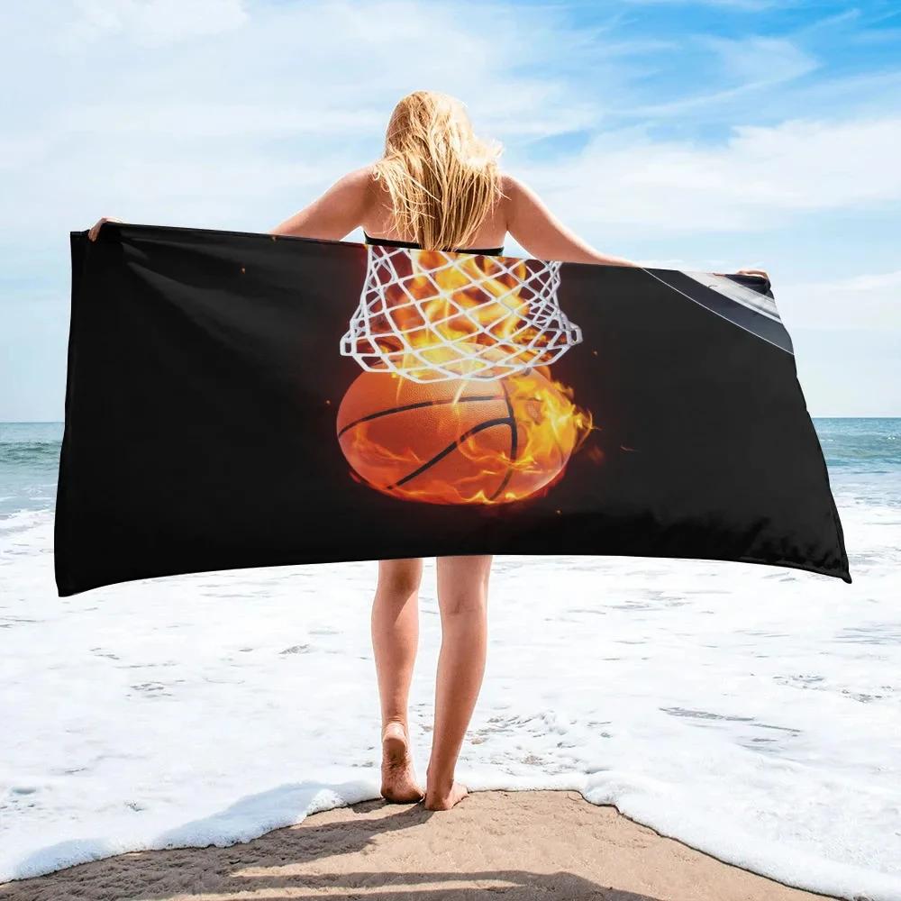 Basketball Beach Towels Microfiber Absorbent Bath Towel Outdoor Travel Sport Beach Towel for Adult Kids Quick Dry Swimming Cover