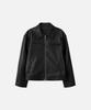 Draw Fit Russell Textured Single Leather Jacket [Black]