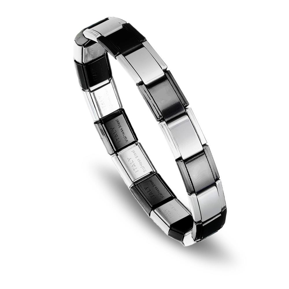 Italian Stainless Steel Love Heart & Star Modular Bracelet - Detachable Elastic Watch Band, European & American Fashion.