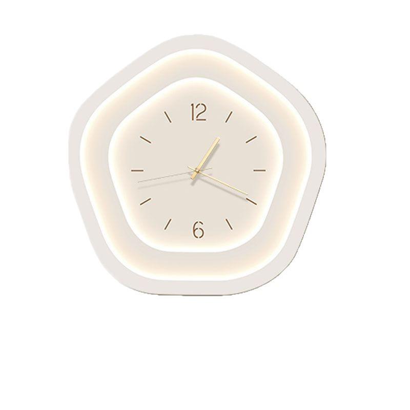 Cream-style Living Room Decorative Painting with Clock, Modern and Simple Home Ultra-quiet Wall Clock, Creative Clock Wall Lamp