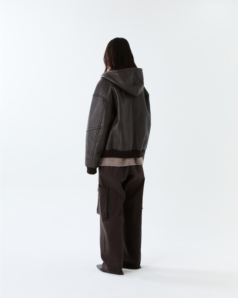 THEENDQUESTION Hooded Shearling Jumper / Brown