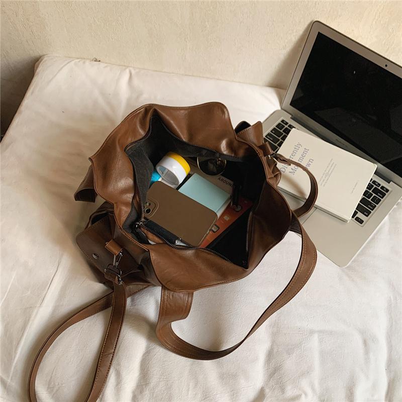 PU Tote Bag Women's Large Capacity Shoulder Handbag with Zip Pockets Casual Fashion Everyday Carry Bag